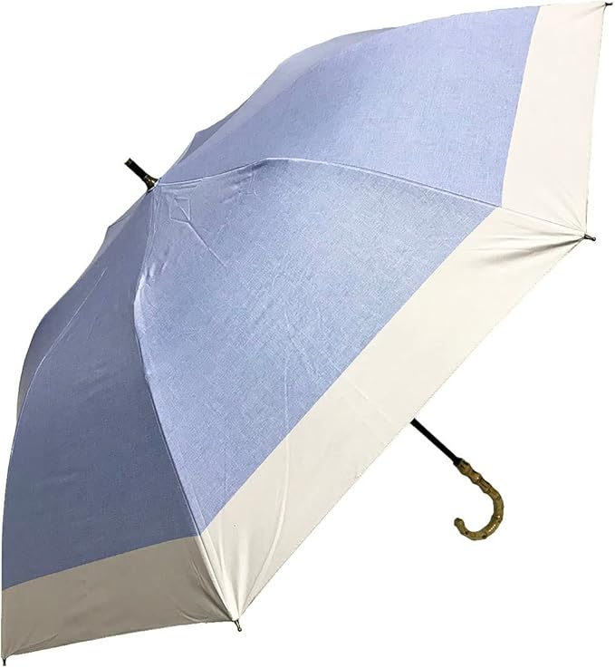 最強晴雨兼用ショートワイド傘ダンガリープリント　サックスブルー　27394SAX